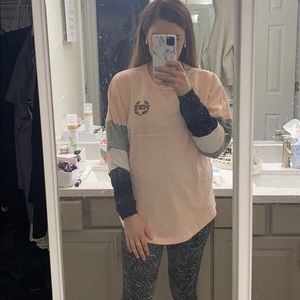 Pink crew neck long sleeved top